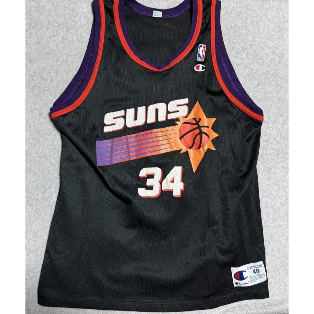 Vintage Champion Charles Barkley #34 Phoenix Suns Black Sunburst Jersey Size 48